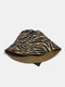 Unisex Cotton Cloth Double-side Zebra Pattern Casual Ourdoor Sunshade Foldable Bucket Hats - Khaki