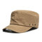 Mens Cotton Breathable With Ventilation Holes Flat Top Caps Outdoor Sunshade Military Army Hat - Khaki