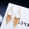 女性のためのファッション耳飾りイヤリング中空円形の幾何学的なタッセル対称イヤリングジュエリー - ゴールド