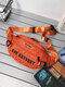 Men Ins Large Capacity Multi-Carry Nylon Crossbody Bag Belt Bag - Orange