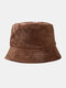 पुरुष और महिला कपास गर्म ठोस रंग Sunvisor आरामदायक फैशन युगल टोपी बाल्टी टोपी - भूरा