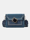 Women PU Leather Flap Crossbody Bag Shoulder Bag - Blue