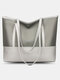 Oxford Splicing Soft Leather Casual Lightweight Folding Multifunction Handbag Large Capacity Shoulder Bag Shopping Bag Tote - Gray