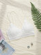 Women Wireless Floral Lace Spaghetti Straps Beauty Comfy Back Bra - White