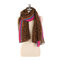 Women Leopard Pattern Pleated Striped Cotton And Linen Scarf Outdoor Casual Windproof Warm Scarf - Red