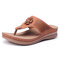 LOSTISY Hollow Out Clip Toe Flip Flops Beach Casual Holiday Slippers - Brown