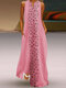 Bohemian Butterfly Print Sleeveless V-neck Maxi Dress - Pink