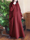 Solid Color Loose Hooded Maxi Dress With Pocket - Wine Red