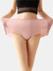 Plus Size Cotton Lace Patchwork High Waisted Smooth Comfy Breathable Panty - Pink
