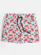 Men Watermelon Printed Swim Trunks Drawstring Quick Drying Mini Shorts With Mesh Lining - Blue