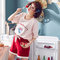 short-sleeved shorts sweet student female summer wear outside home service - Apricot