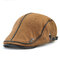 Men's Knit Flat Cap Padded Warm Beret Caps Casual Outdoor Visor Forward Hat - Yellow