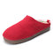 Large Size Women Comfy Flax Closed Toe Flat Slippers - Red