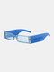 Unisex PC Rectangular Full Frame Wide Legs UV Protection Sunshade Fashion Sunglasses - Blue