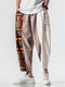 Pantalon en coton ample à motif géométrique ethnique pour hommes - gris