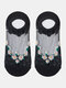 Women Cotton Crystal Silk Floral Pattern Printing Short Socks Invisible Breathable Socks - Black