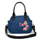 Women National Embroidered Handbag Canvas Crossbody Bag - Blue