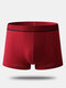Men Modal Soft Plain Boxer Briefs U Pouch Breathable Mid Waist Underwear - Red