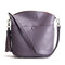 Genuine Leather Vintage Bucket Bag Shoulder Bag Crossbody Bag - Purple