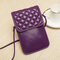 Women Genuine Leather Lingge Phone Bag Mini Crossbody Bag  - Purple