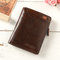 Women RFID 10 Card Holder Vintage Oil Leather Short Wallet Coin Purse - Brown