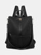 Casual Soild Strap Design Large Capacity 14 Inch Laptop Handbag Backpack - Black