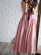 Casual Loose Women Solid Color Sleeveless Dresses - Pink