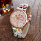Trendy Cat Flower PU Leather Wristband Retro Quartz Women Strap Watches for Her - Green