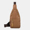 Men Genuine Leather Retro Large Capacity  Crossbody Bag Chest Bag Sling Bag - Brown