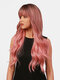 28 Inch Brown Gradient Pink Big Wave Length Curly Hair Air Bangs Christmas Full Head Cover Wig - 28 Inch