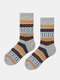 5 Pairs Men Cotton Geometric Striped Pattern Jacquard Thicken Breathable Warmth Socks - Gray