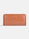 Women Casual Large Capacity Multifunction Faux Leather Long Wallet Purse - Brown