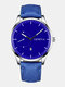11 Colors Leather Men Business Watch Decorated Pointer Calendar Quartz Watch - Blue Band Blue Case Silver Dial