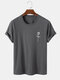 Mens Simple Rose Print Street Short Sleeve 100% Cotton T-Shirt - Dark Grey