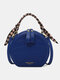 Trendy Klein Blue Stone Pattern Handbag Faux Leather Rivet Round Silk Scarves Decoration Crossbody bag - Blue