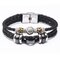 Vintage 12 Constellation Bracelet Woven Leather Bracelet Multilayer Stainless Steel Bracelet - 05