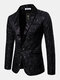 Charmkpr Mens Jacquard Lapel Collar One Button Cotton Party Suit Jacket With Pocket - Black