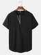 Mens Basics Solid Color Button Trim Short Sleeve T-Shirt - Black