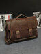 Men PU Leather 14 Inch Laptop Bag Briefcases Messenger Bag Crossbody Bag Handbag - Coffee