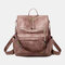 Women Faux Leather Solid Shoulder Bag Backpack - Pink