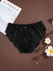 Women Thin Flower Pattern Comfy Lace Sexy Panties - Black