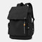 Men Large Capacity Earphone Hole Travel Laptop Bag Backpack - Black