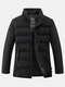 Mens Plain Thicken Stand Collar Winter Warm Puffer Down Jackets - Black
