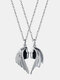 Devil And Angel Wings Couple Necklaces For Women Men 1 Pair Magnetic Pendant Alloy PU Rope Necklace Fashion Jewelry - Male angel and female demon