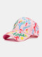 Unisex Cotton Overlay Contrast Colors Letter Graffiti Print Adjustable Trendy Sunshade Baseball Cap - Pink