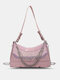 Women Plastic Fashion Transparent Chain Solid Color Crossbody Shoulder Bag - Pink