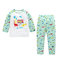 2Pcs Girls Pajamas Boys Animal Print Casual Clothing Set For 1Y-7Y - Light Green