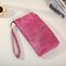 Women PU Leather High-end Long Wallet Double Zipper 12 Card Holder Wallet - Rose