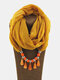 Vintage Beaded Drop-shaped Pendant Solid Color Cotton Linen Acrylic Scarf Necklace - Yellow