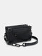 Men Vintage Chain Solid Color Wear-Resistant Crossbody Bag Brief Shoulder Bag - Black